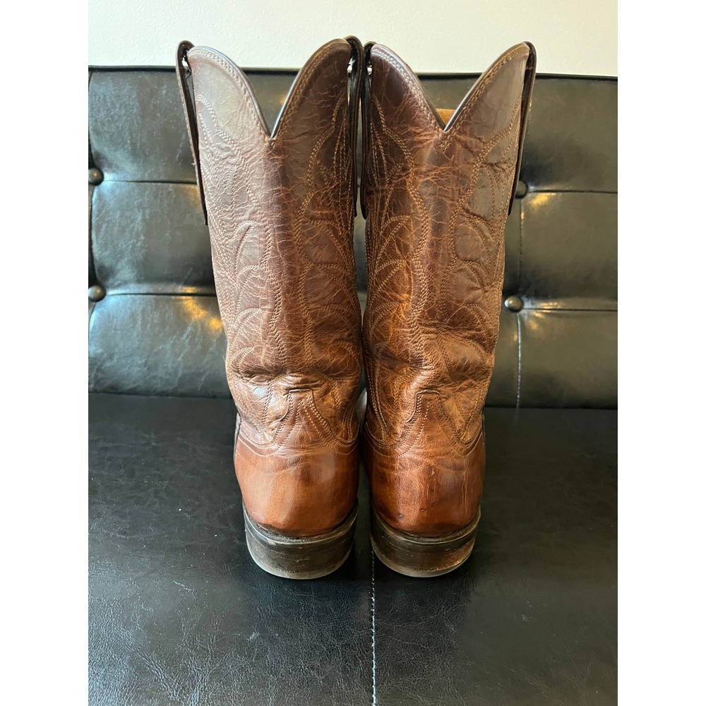 Vintage Brown Leather Western Cowboy Boots Vibram Sole‎ - Picture 4 of 8